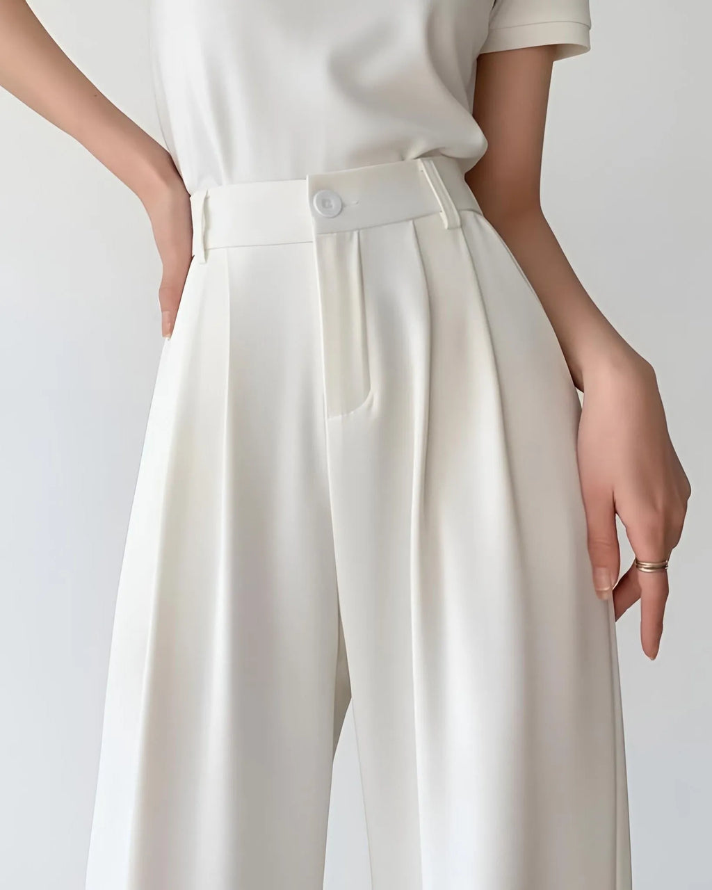 Nuvé White Ensemble — Wide-Leg Elegance