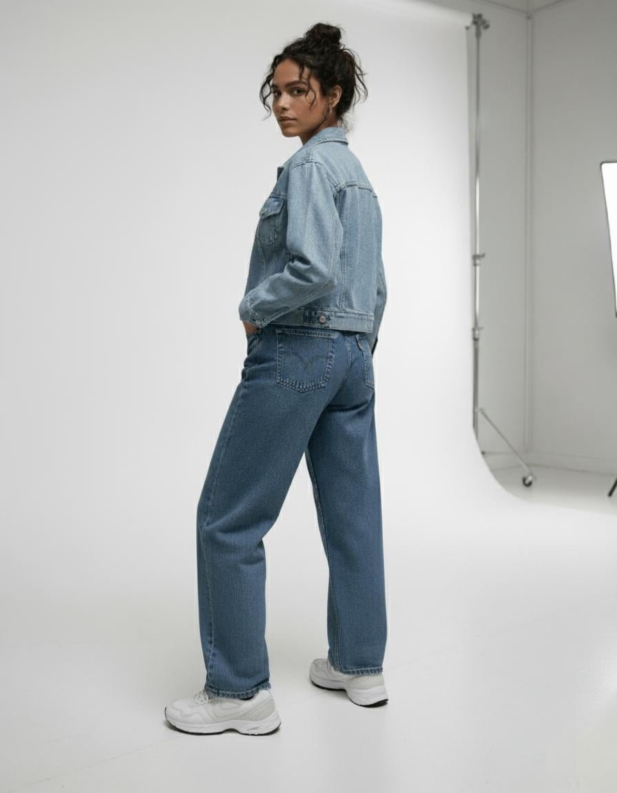 Nuvé RetroWave High-Waist Jeans – Straight Fit with Loose Flow
