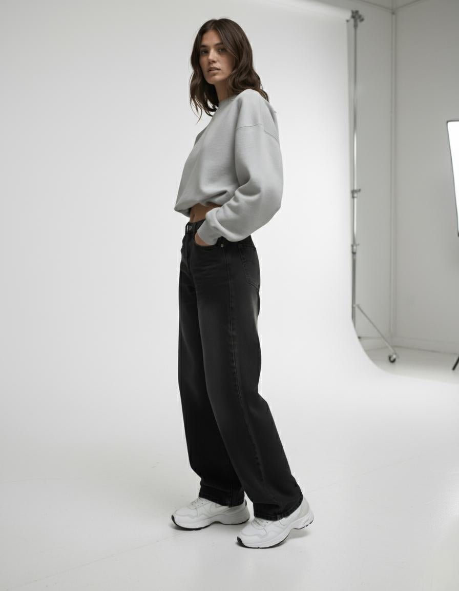 Nuvé RetroWave High-Waist Jeans – Straight Fit with Loose Flow